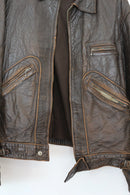 Vintage dark brown genuine leather jacket - L-2