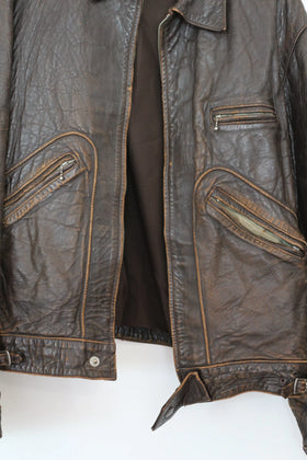 Vintage dark brown genuine leather jacket - L - 0