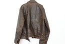 Vintage dark brown genuine leather jacket - L-3
