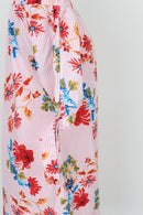 Identity pink and white stripe floral off the shoulder dress - 34-3