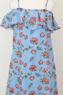 Identity blue and white stripe floral off the shoulder dress - 34-2