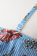 Identity blue and white stripe floral off the shoulder dress - 34-3