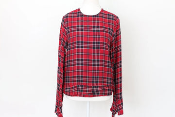 Woolies Vintage Plaid Winter Blouse – Classic Checked Timeless Layer | Size 10 | Pre-Loved - 0
