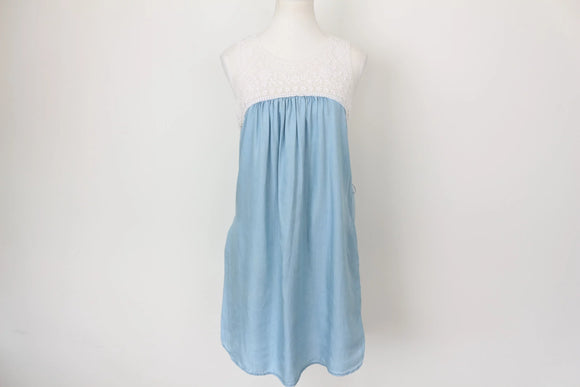 Forever New denim dress with crochet details - 10