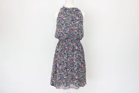 H&M Black and floral halterneck dress - 6 - 0
