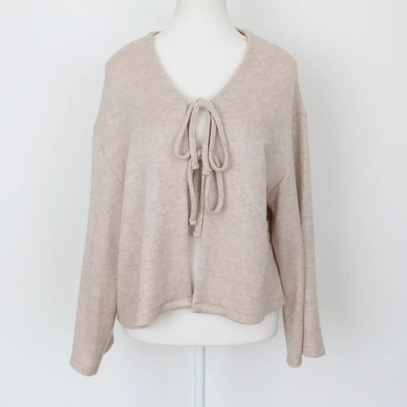 YDE Beige tie-up 3/4 sleeve jersey - M