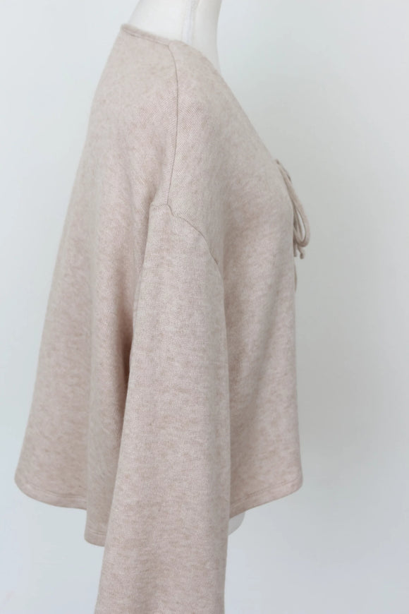 YDE Beige tie-up 3/4 sleeve jersey - M