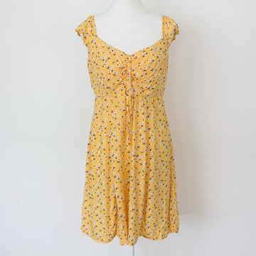 Refinery Fresh Yellow Floral Mini Dress – Lightweight Versatile Summer Style | Size 10 | Brand New