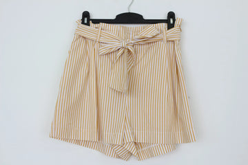 Poetry Vintage Yellow & White Striped Shorts – Casual Breezy Summer Bottoms | Size 10 | Pre-Loved - 0