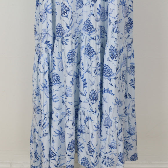 Home Grown Africa Blue & White Maxi Dress – Size M