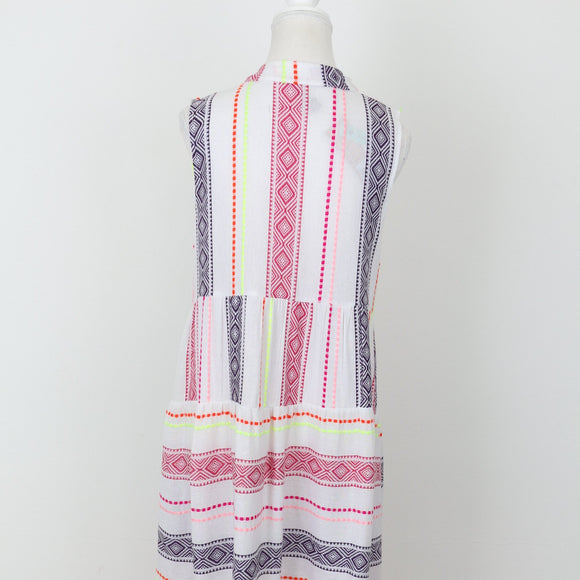 YDE White Trapeze Dress with Neon Stitching – Size M