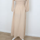 YDE Beige Long Sleeve V-Neck Maxi Dress | Size M-3