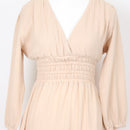 YDE Beige Long Sleeve V-Neck Maxi Dress | Size M-4