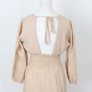 YDE Beige Long Sleeve V-Neck Maxi Dress | Size M-2