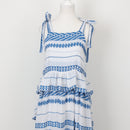 YDE White & Blue Trapeze Maxi Dress | Size M-4
