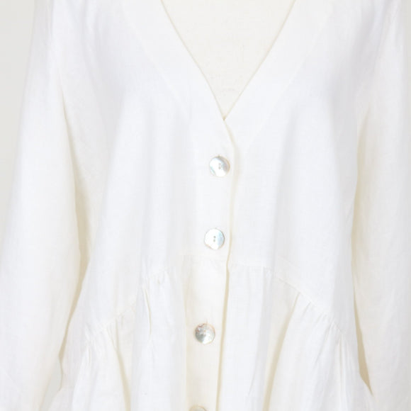 YDE White Linen Button-Down Blouse | Size M