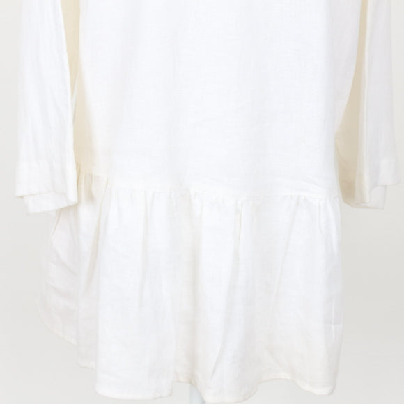 YDE White Linen Button-Down Blouse | Size M