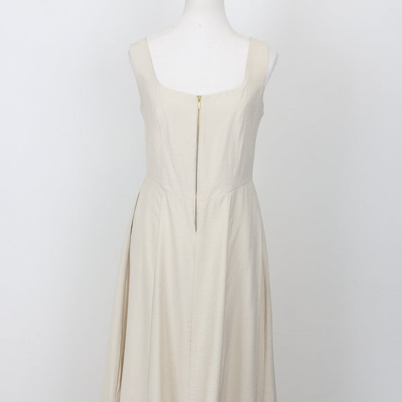 YDE Cream Midi Dress with Gold Zip | Size M