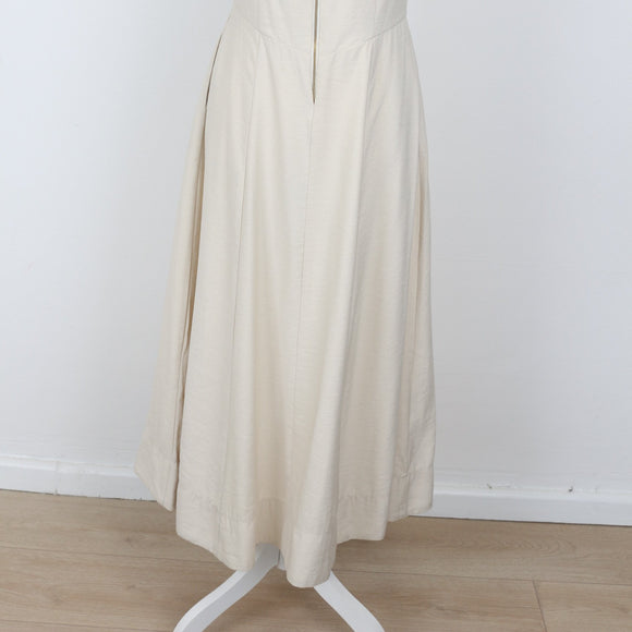 YDE Cream Midi Dress with Gold Zip | Size M