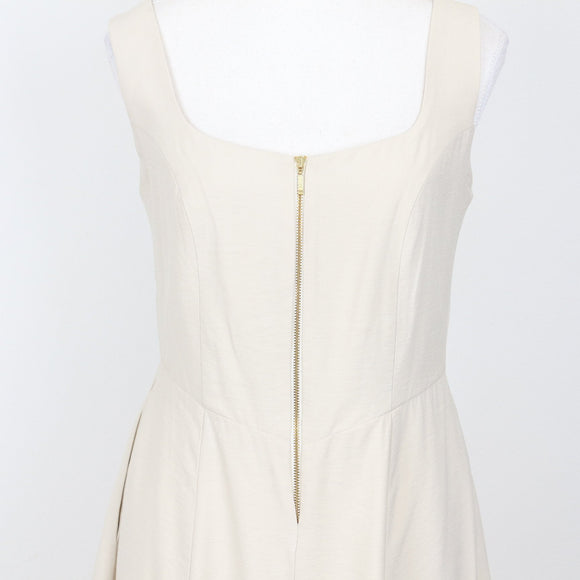 YDE Cream Midi Dress with Gold Zip | Size M