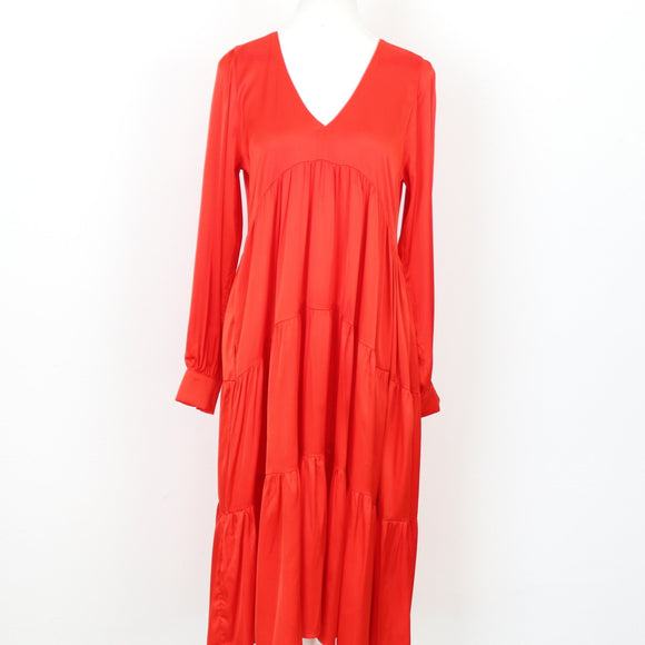YDE Bright Red Satin Trapeze Dress | Size M
