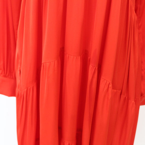 YDE Bright Red Satin Trapeze Dress | Size M