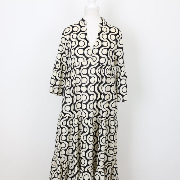 YDE Black & Cream Trapeze Maxi Dress | Size M