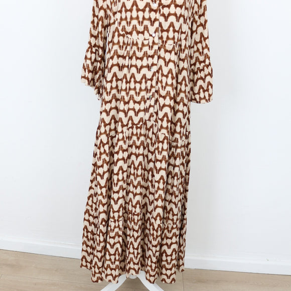YDE Brown & Beige Trapeze Dress | Size M