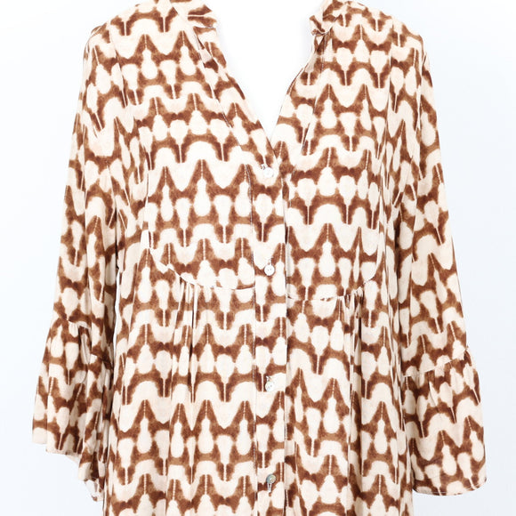 YDE Brown & Beige Trapeze Dress | Size M