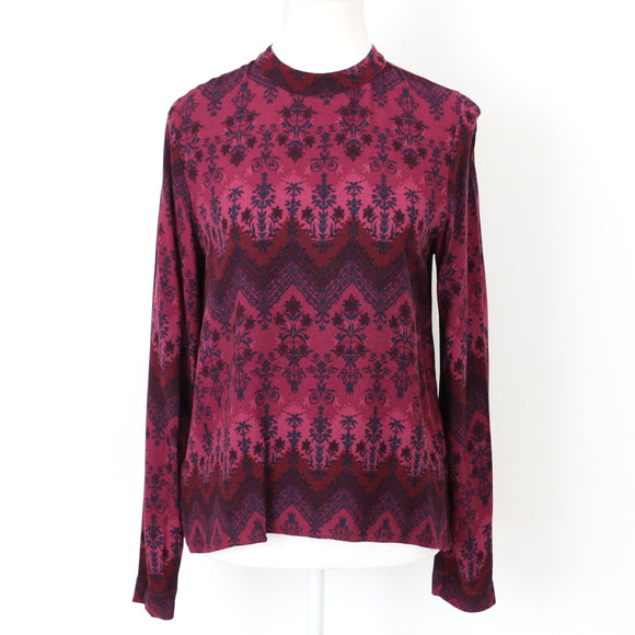 Woolworths Maroon Bohemian Print Long Sleeve Blouse | Size 10