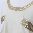 Cream Chiffon Blouse with Gold Accents | Size S-2