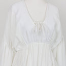 YDE Cream Long Sleeve Maxi Dress with Tie | Size M-2