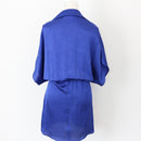 YDE Electric Blue Button-Up Mini Dress with Tie | Size M-2