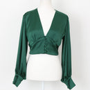 YDE Emerald Green Long Sleeve Cropped Top | Size M-1