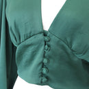 YDE Emerald Green Long Sleeve Cropped Top | Size M-2