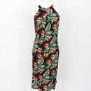 Old Khaki Tropical Print Halterneck Dress | Size 10-1