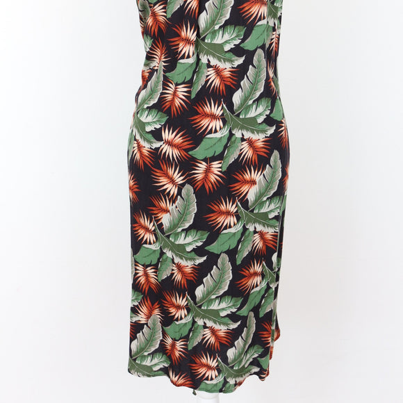 Old Khaki Tropical Print Halterneck Dress | Size 10