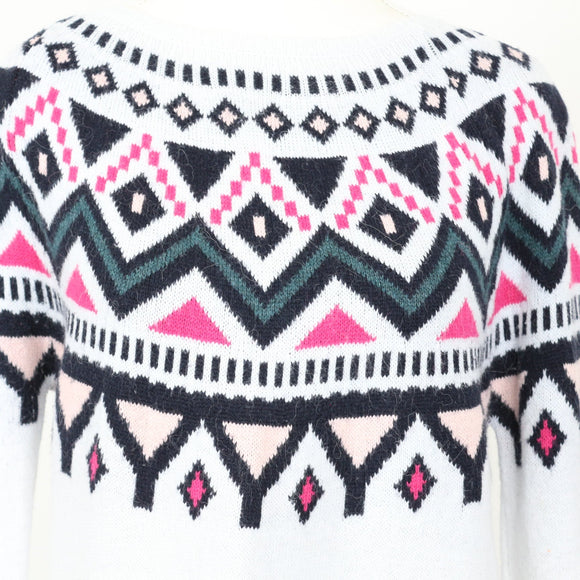 H&M White Printed Sweater | Size M