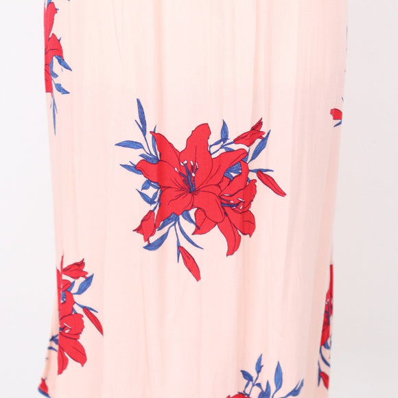 Old Khaki Pink & Red Floral Halterneck Dress | Size 10