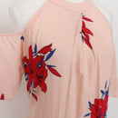 Old Khaki Pink & Red Floral Halterneck Dress | Size 10-3
