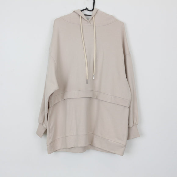 YDE Beige Three-Quarter Sleeve Hoodie | Size M