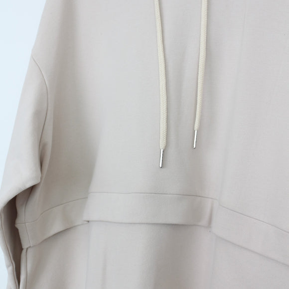 YDE Beige Three-Quarter Sleeve Hoodie | Size M