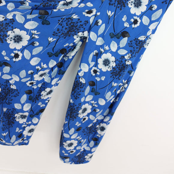 Mango Electric Blue & White Floral Jumpsuit | Size M