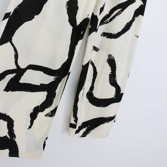YDE Black & White Linen Wide-Leg Pants | Size M