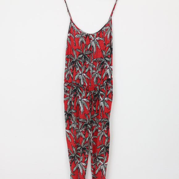 Mango Red Tropical Print Jumpsuit | Size M