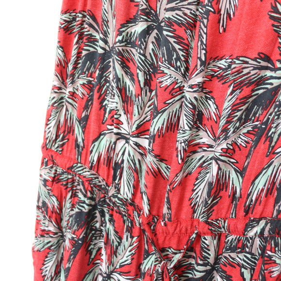 Mango Red Tropical Print Jumpsuit | Size M