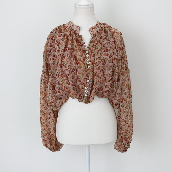 YDE Pink Chiffon Button Blouse | Size M