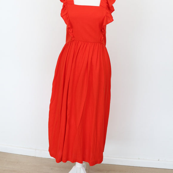 YDE Orange Linen Open-Back Dress | Size M