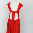 YDE Orange Linen Open-Back Dress | Size M-2