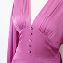 YDE Pink Satin Button-Up Long Sleeve Dress | Size S-2
